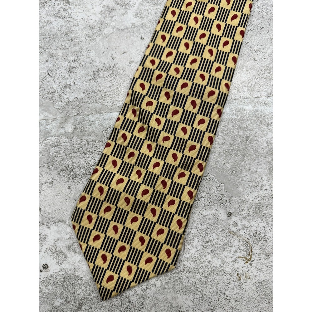 Brooks Brothers 100% Silk Tie Mens One Size Gold Paisley Pointed Necktie